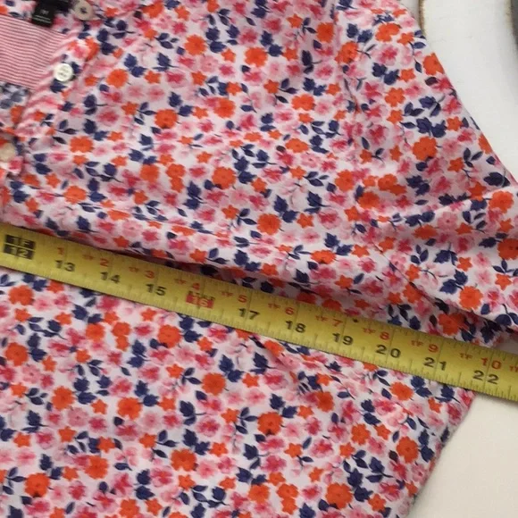 TALBOTS floral cotton spring top coral navy floral long sleeve - Picture 6 of 7